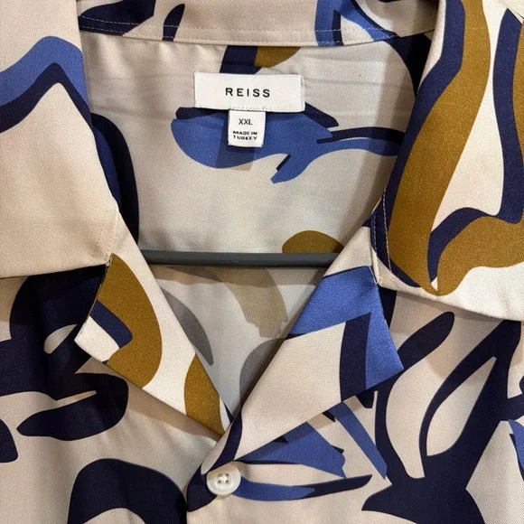 Reiss Scout Abstract Print Cuban Collar Shirt XXL Lightweight and Thin Mint
